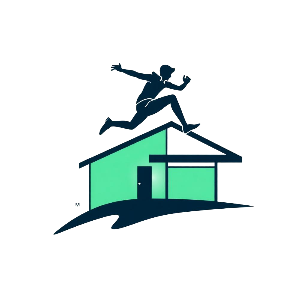 Person leaping over a house — the LEAP Properties mark